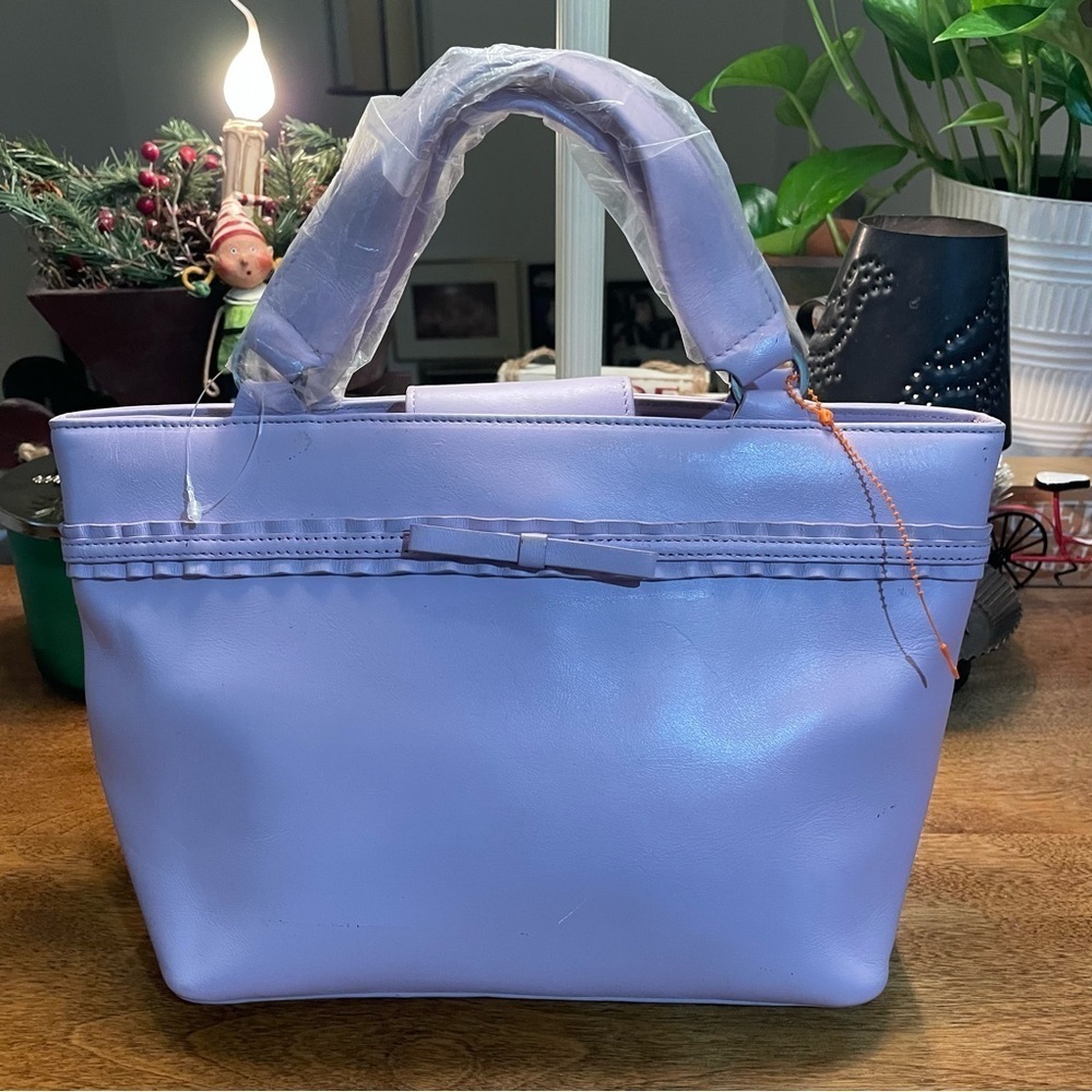 Talbots lavender classic leather satchel